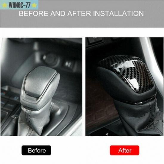 Carbon Gear Shift Knob Cover Trim Car Accessories For Toyota RAV4 XA50 -