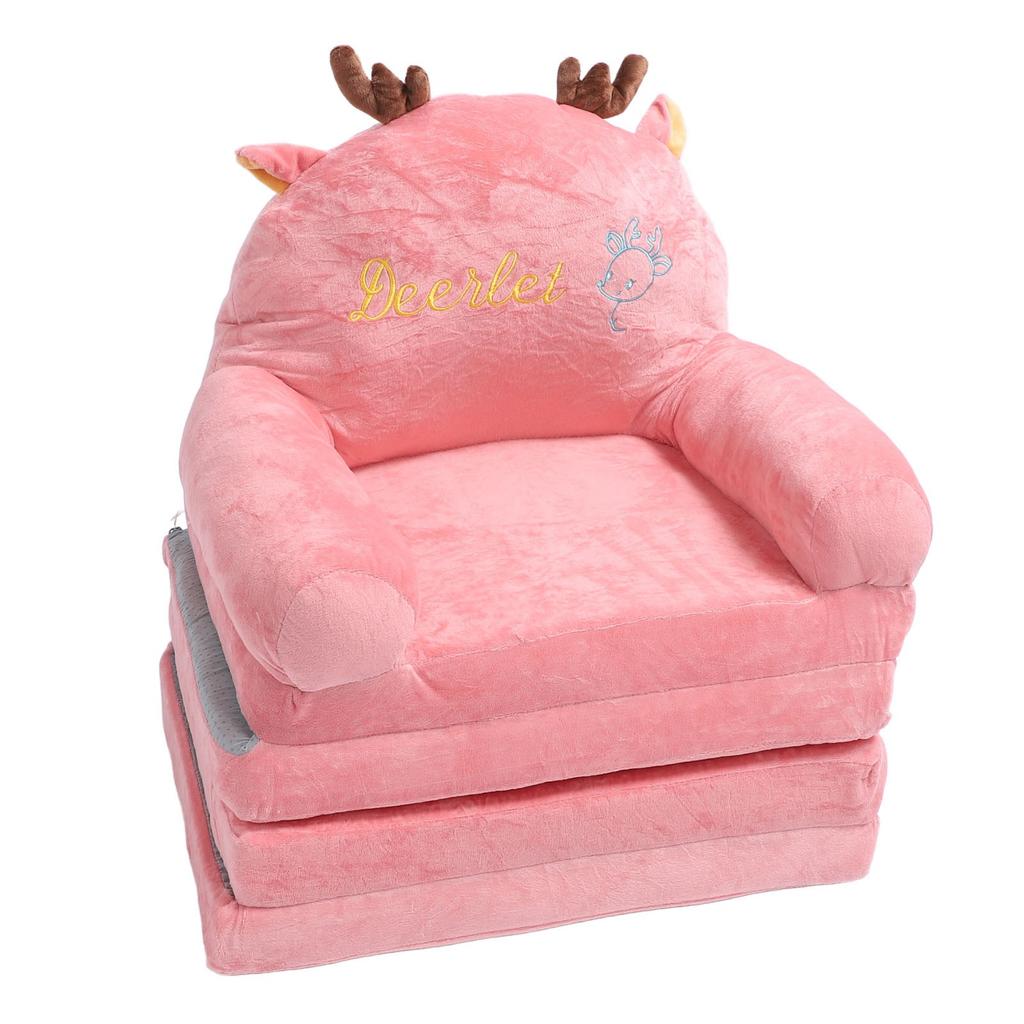 Foldable Sofa Cute Cartoon Shape Comfortable Multifunctional Kids Couch Fold Out for Home Kindergarten