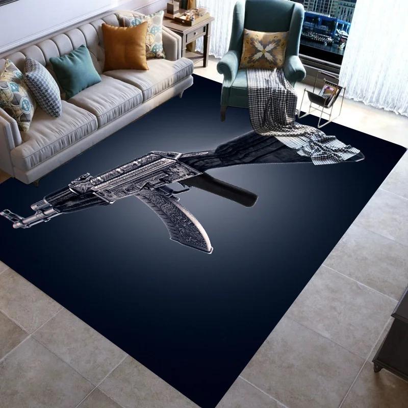 Retro Guns Pistol Ammunition Bullet Cartridge AK M4 Rug Carpet for Living Room Bedroom Decor Non-slip for Sofa Doormat Mat