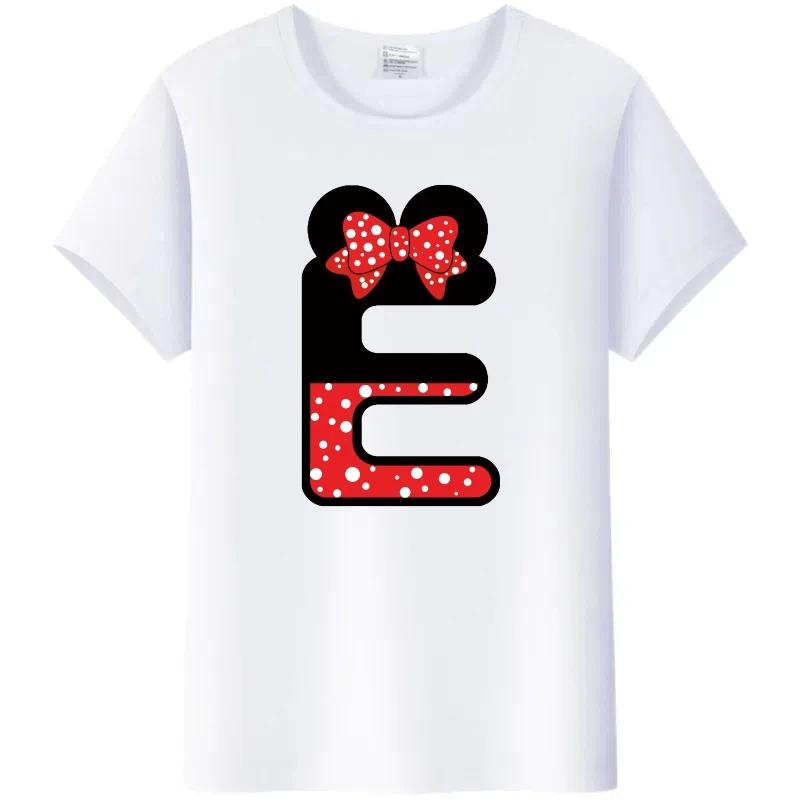 Fashion Blouses Letters Cartoon Mickey Mouse Minnie Printed Family T-Shirts Tshirt Harajuku 90S Top Gift Unisex