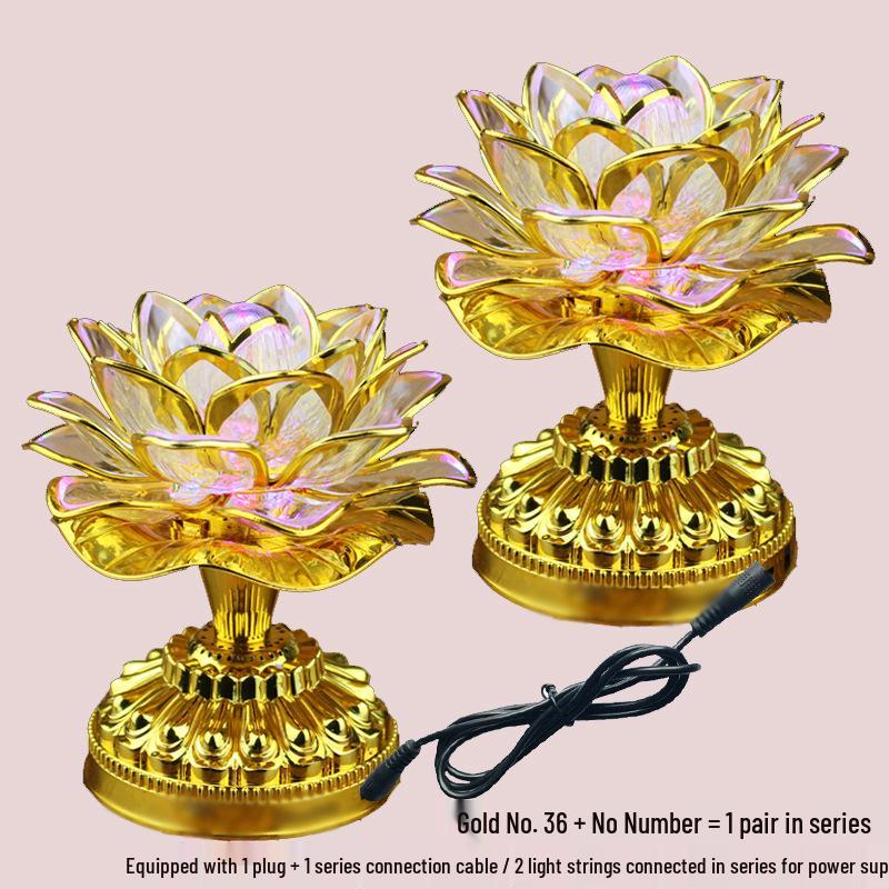 LED Seven-Color Lotus Lamp for Worship and Offering - Electronic Ever-Burning Buddhist Lamp for Guanyin and God of Wealth.