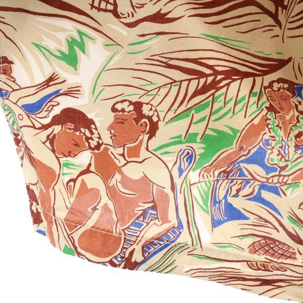 SUN SURF Overall Handle Short Sleeve Aloha Shirt Beige Men's Used