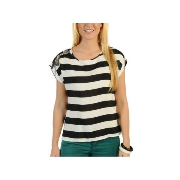 T-shirt - VERO MODA - Ellis Chain - Rayé - 100% Viscose - Manches Courtes