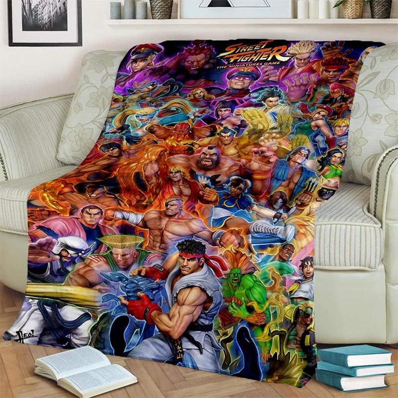 Street Fighter Retro Game SF Gamer Deken, Zachte Plaid voor Huis Slaapkamer Bed Bank Picknick Reizen Kantoor Dekentje Kinderen