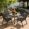 Top-Rated Outdoor Folding Table and Chairs Set with Umbrella - Casual Teslin Chairs for Balcony and Courtyard