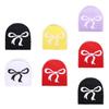 Acrylic Knitted Hat With Bow Detail For Autumn Casual And Outdoor Use
