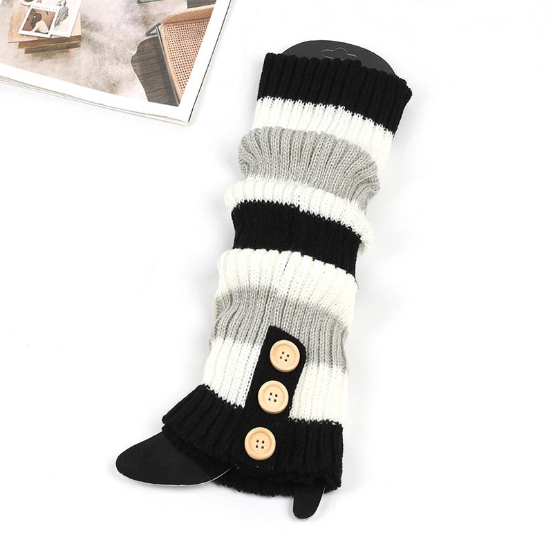New Autumn Winter Warm Knitted Knitted Button Socks Long Boot Cover JK Pile Socks Warm Foot Socks Leg Protectors Foot Warmers