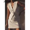Zaprha 2025 Summer New Fashion Temperament Versatile Knitted Texture Mini Half-Length Short Dress 4192058