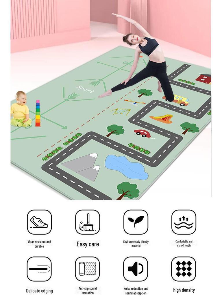 Pogrubiona Antypoślizgowa Mata do Jogi i Fitnessu Redukująca Hałas, Bardzo Szeroka i Długa do Aerobiku w Domu lub Tańca Dzieci