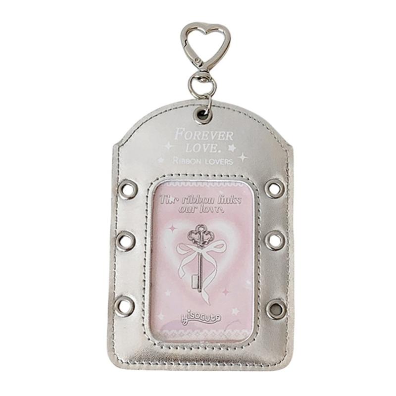 

Pu Leather Photocard Holder,3Inch Credit Card Sleeve Pendant Keychain Badge Holder for Student Card ID Cards Bank Card