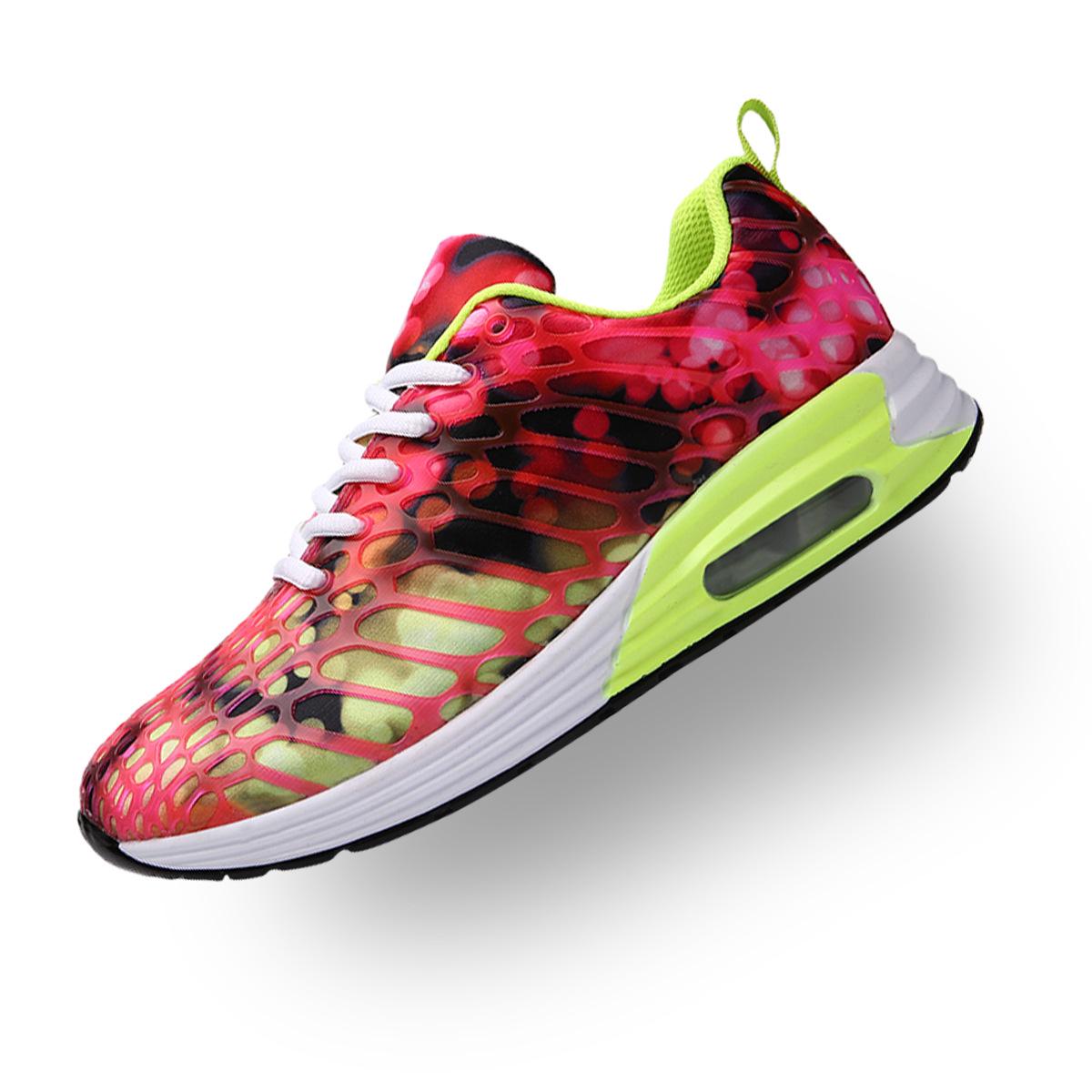 

Женские кроссовки, новые дышащие студенческие спортивные туфли для пар, женская обувь с воздушной подушкой, повседневная обувь из камуфляжной сетки, мужские туфли на шнуровке 35 красный