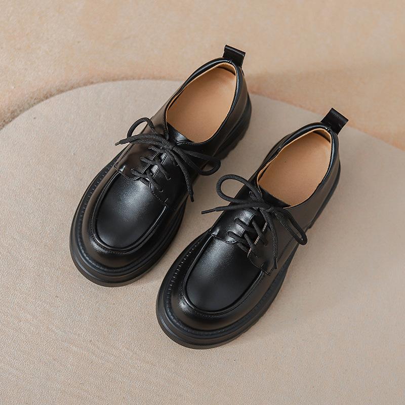 British Style 313233 Small Size Lace-up Small Leather Shoes Women's One-pedal Inner Heightening Loafers Women's 2025 Spring New Models