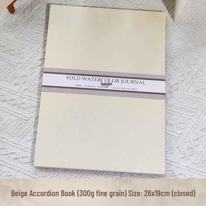 Zun Jue Watercolor Accordion Book Planner, Cotton Pulp Fine Grain 300g Medium Coarse Texture Postcard