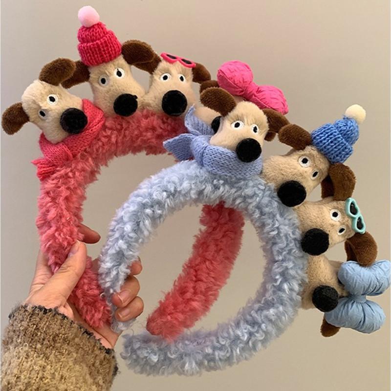 Headbands Sweet Style Four Cute Dogs Plush Solid Color Accessories Hair