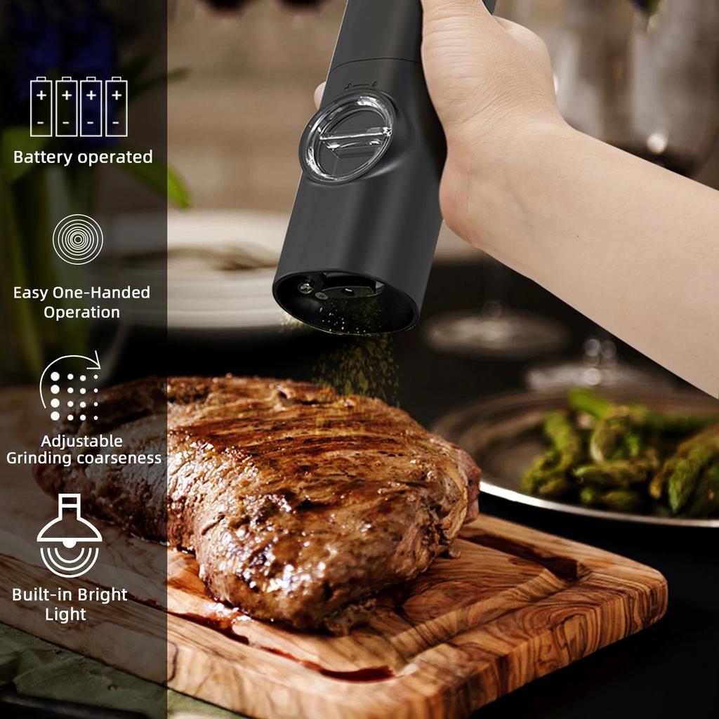 Electric battery Automatic Salt And Pepper Grinder Set  Spice Mill Adjustable Kitchen Tools