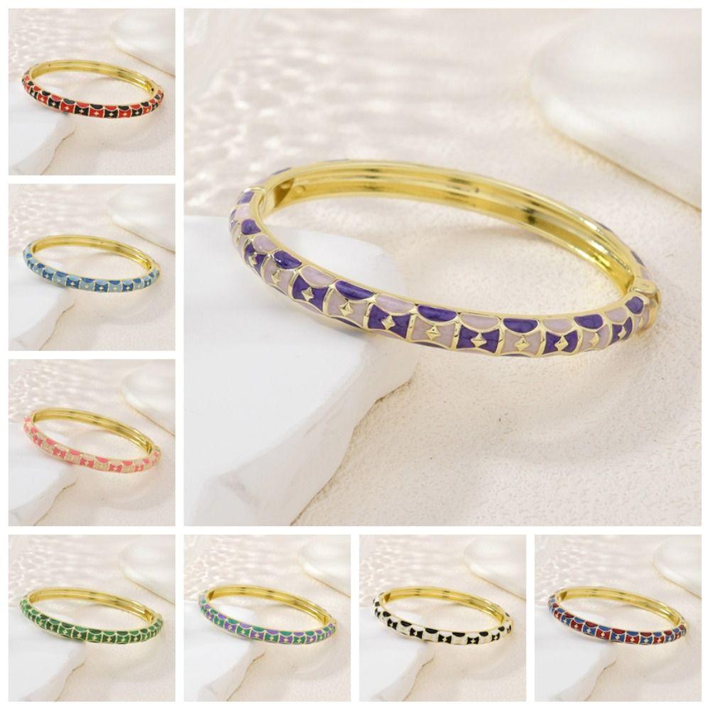 Chinese Hawaiian Flower Bangle Square Shape Women's Hand Bracelet Vintage Cloisonne Bangle  Girls