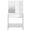 Makeup Table with LED Lights High Gloss White 74.5 x 40 x 141 cm
