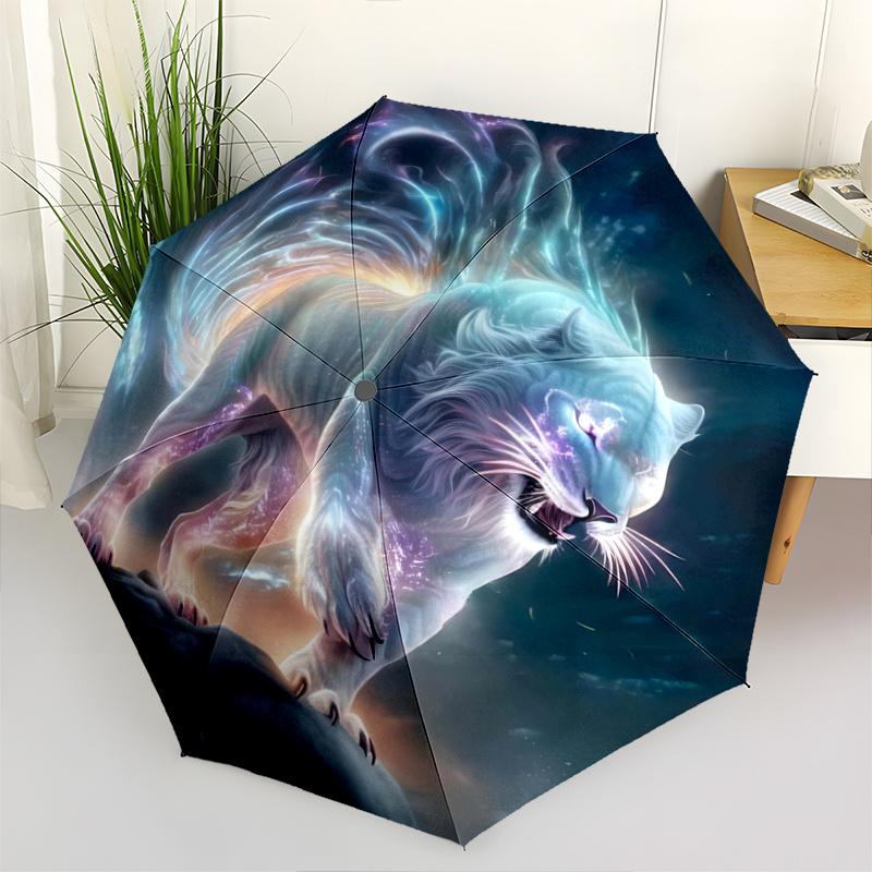 1pc Enchanted White Tiger Automatic Open/CloseUmbrella,Compact Umbrella for Men & Women Day Gift.A031