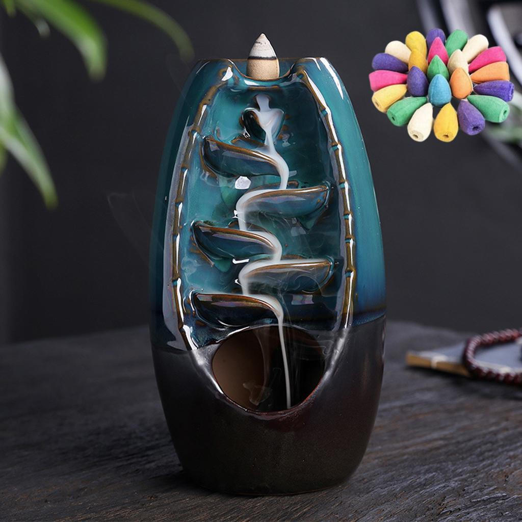 Burner Holder Ceramic Flowing Back Censer with 50 Cones