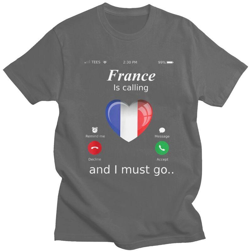 La Francia Chiama e Devo Andare T-shirt da Uomo Tshirt Moda Regalo San Valentino Maglietta T-shirt Bandiera Francese