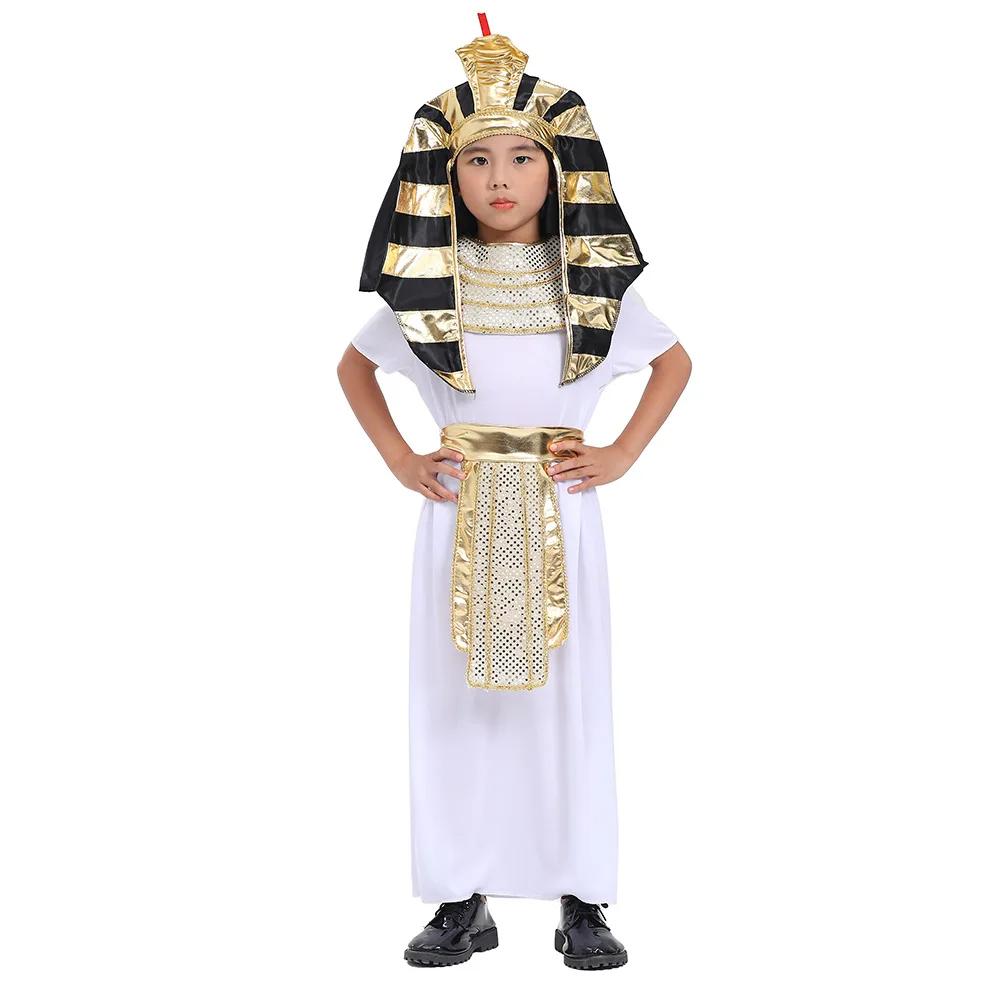 

Sydanne Kids Ancient Egyptian King Pharaoh Robe Jumpsuit Cosplay Costume Halloween Dance Stage Performance Clothes 110