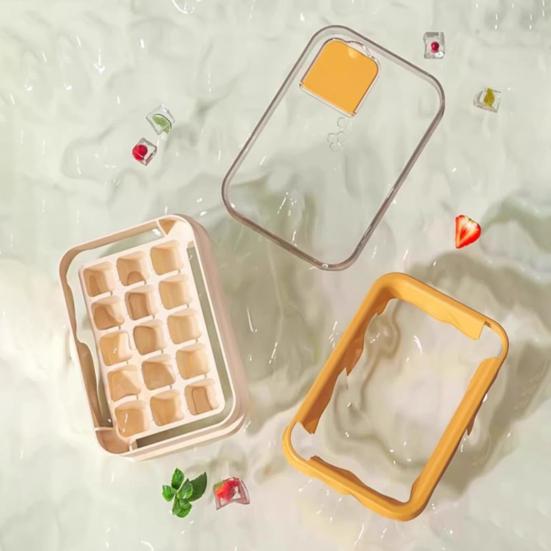 Press-Release Ice Cube Tray with Lid Food-Grade Silicone Popsicle Mold for Freezer Leak-Proof Stackable Ice Maker for Home Party
