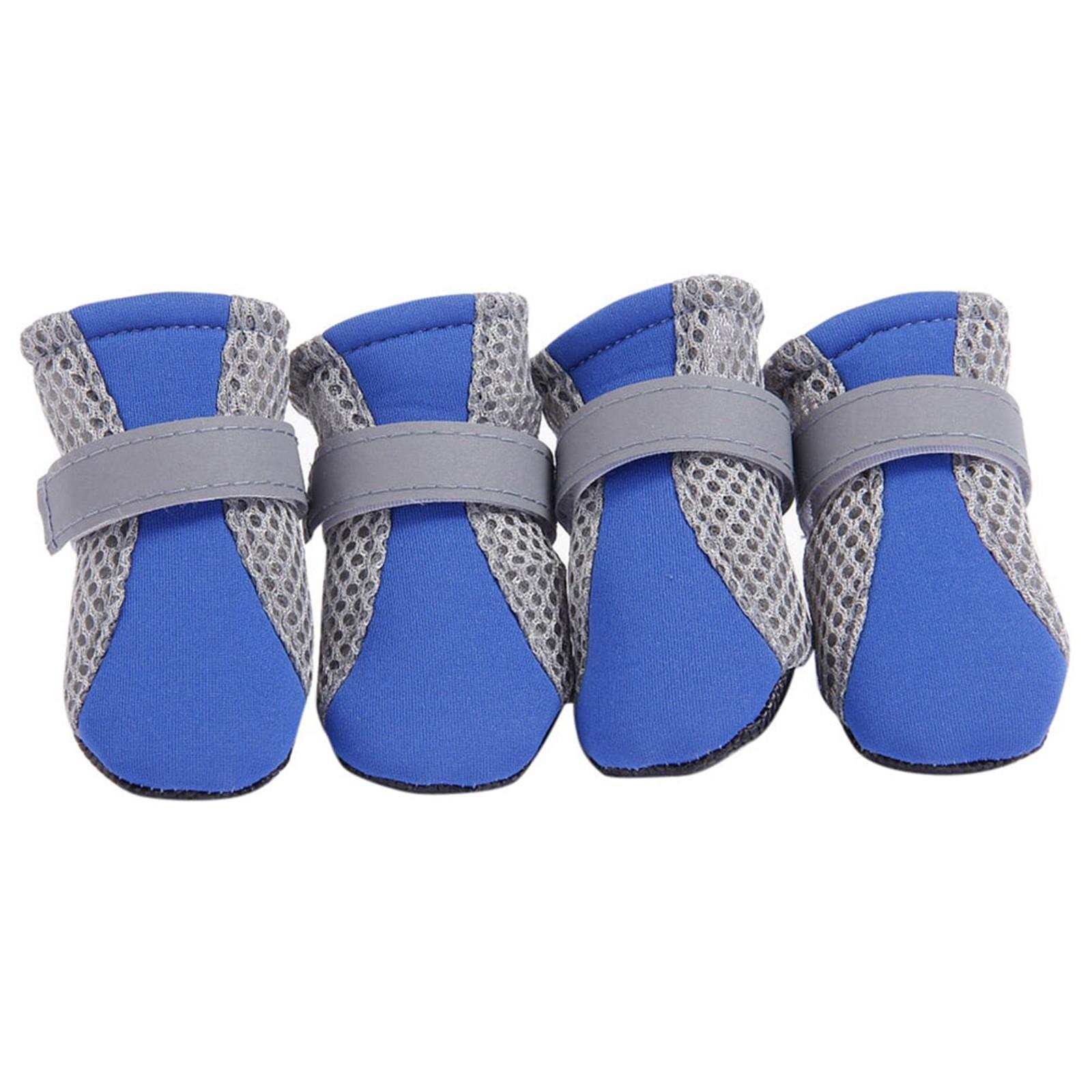 

4 Piece Set Of Pet Dog Shoes With Non Soft Sole Breathable Mesh And Adjustable Strap Boots L синий