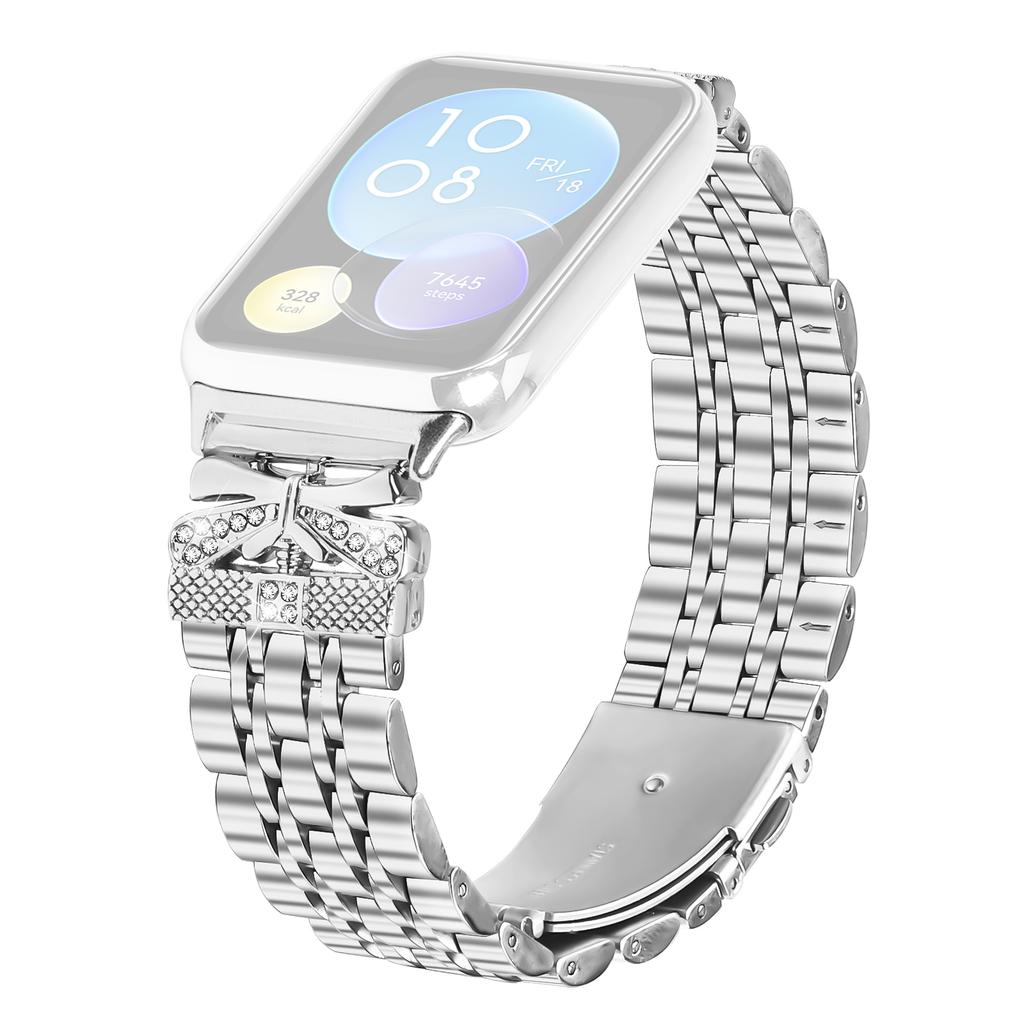 Metall-Uhrenarmband für Xiaomi Redmi Watch 5/4 Strass-Schmetterlings-Dekor Edelstahl Silbernes Armband