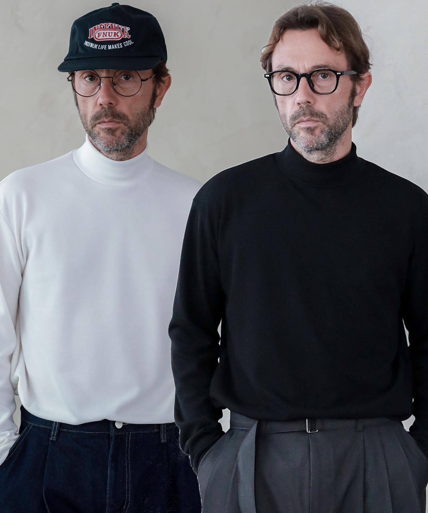 Iesn [Set] Ribbed Half Turtleneck Knit T-Shirt Navy/L