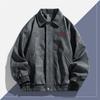 Autumn American Vintage Embroidered Jacket Men's Spring and Autumn Leather Jacket Lapel Motorcycle Leather Jacket South East Asia
