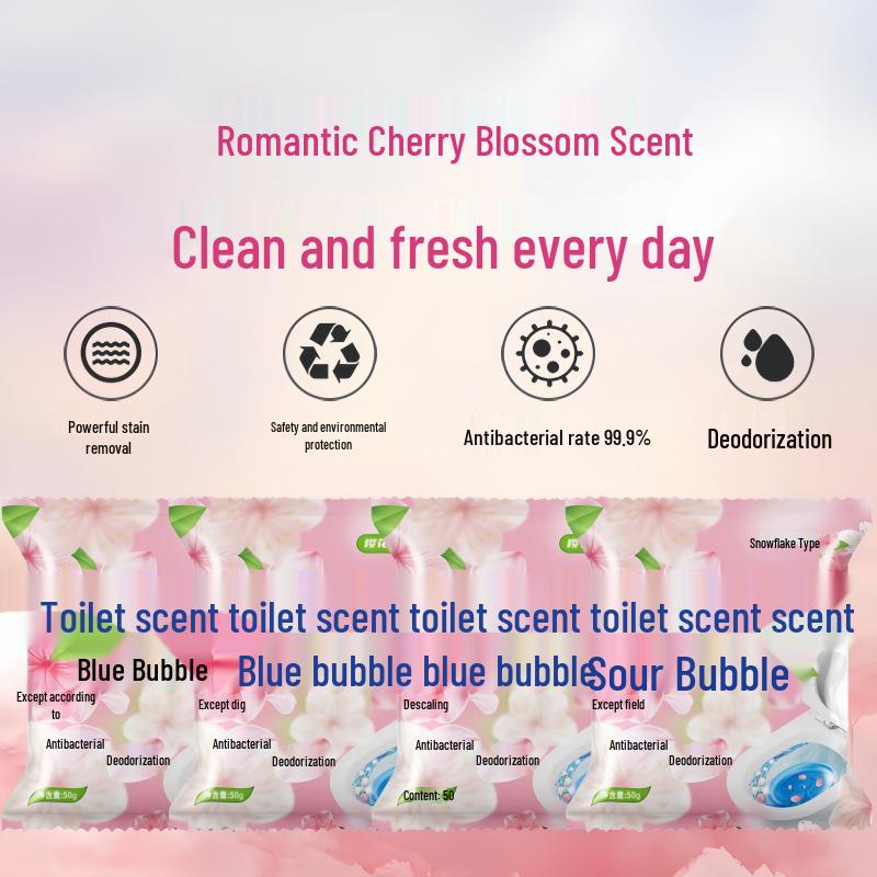 Sakura Scent Two-Color Blue Bubble Toilet Cleaner & Deodorizer Block