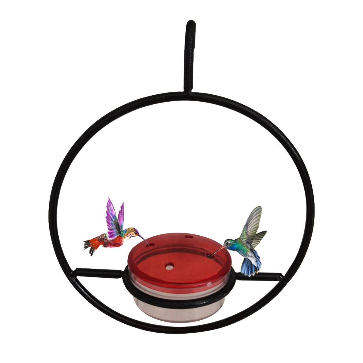 

Metal Simple Hummingbird Water Feeder Hanging Round Mini Bird Feeder With 4 Drinking Feeding Holes, For Hummingbirds чёрный