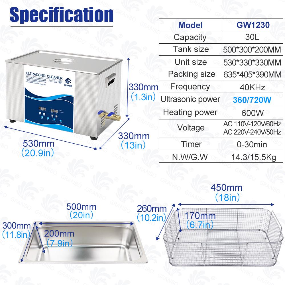 Industrial Ultrasonic Cleaner for Laboratory Use - High Power, Small Size, Ideal for Degreasing and Rust Removal