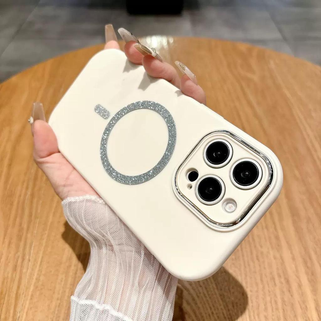 Glitter Magnetic iPhone 17 Pro Case, Skin-Feel Macaron Design with Precise Cutouts, Full Coverage for iPhone 16 Pro and 15.