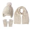 New Winter Hat Scarf Gloves Set 3-10Y Warm Pompom Knitted Hats Thicken Windproof Toddler Bonnet Children's Outdoor