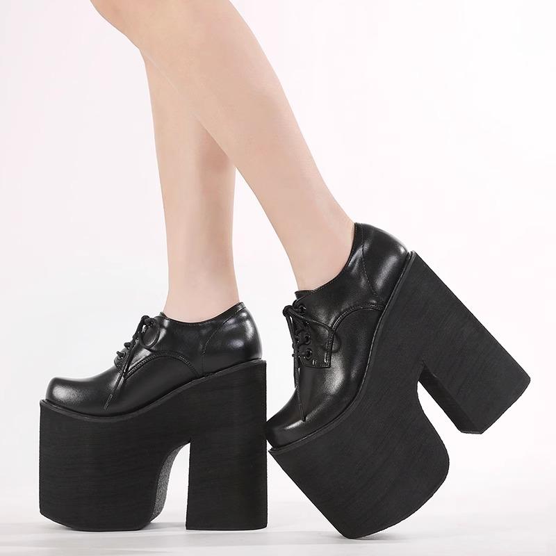Fashion 2025 New Fashion Women's Extreme High Heels 17cm Chunky Heel Thick Platform Stage Performance Plus Size Pumps Shoes”