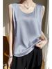 Women's Sleeveless Summer Silk Camisole - Loose Fit, Round Neck, Mulberry Silk Base Layer Top
