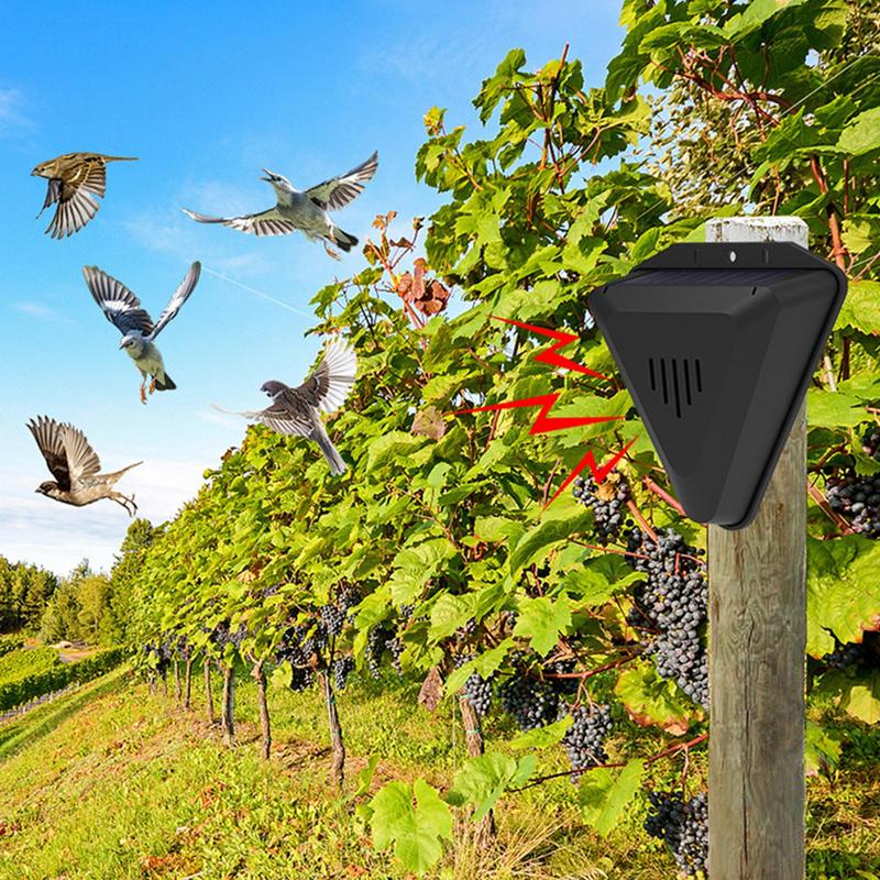 Solar Timer Bird Repeller With 13 Sound Waterproof Bird Repellent Sound Playback for Dogs, Cat, Bird