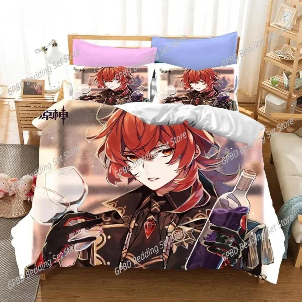Luxury New 3D Print Game Genshin Impact Bedding Sets Keqing Xiao Duvet Cover Set Single Full Queen King Size Bed Linen