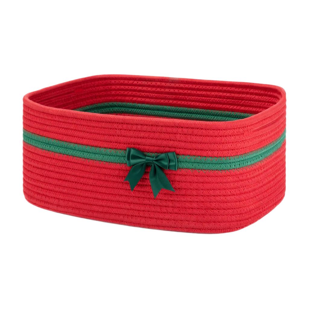 Cesto Portaoggetti Decorativo in Corda di Cotone Intrecciata con Manici, Regalo di Natale per la Casa