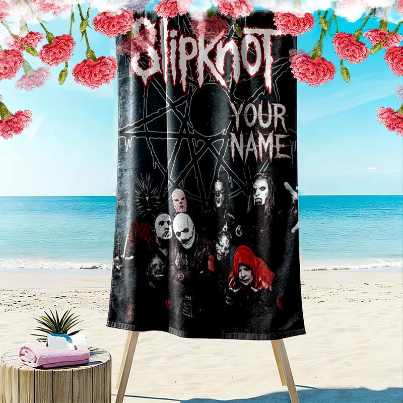 Name Custom Slipknot Print Beach Towel, Large Soft Quick Dry Towel for Beach Camping Swimming