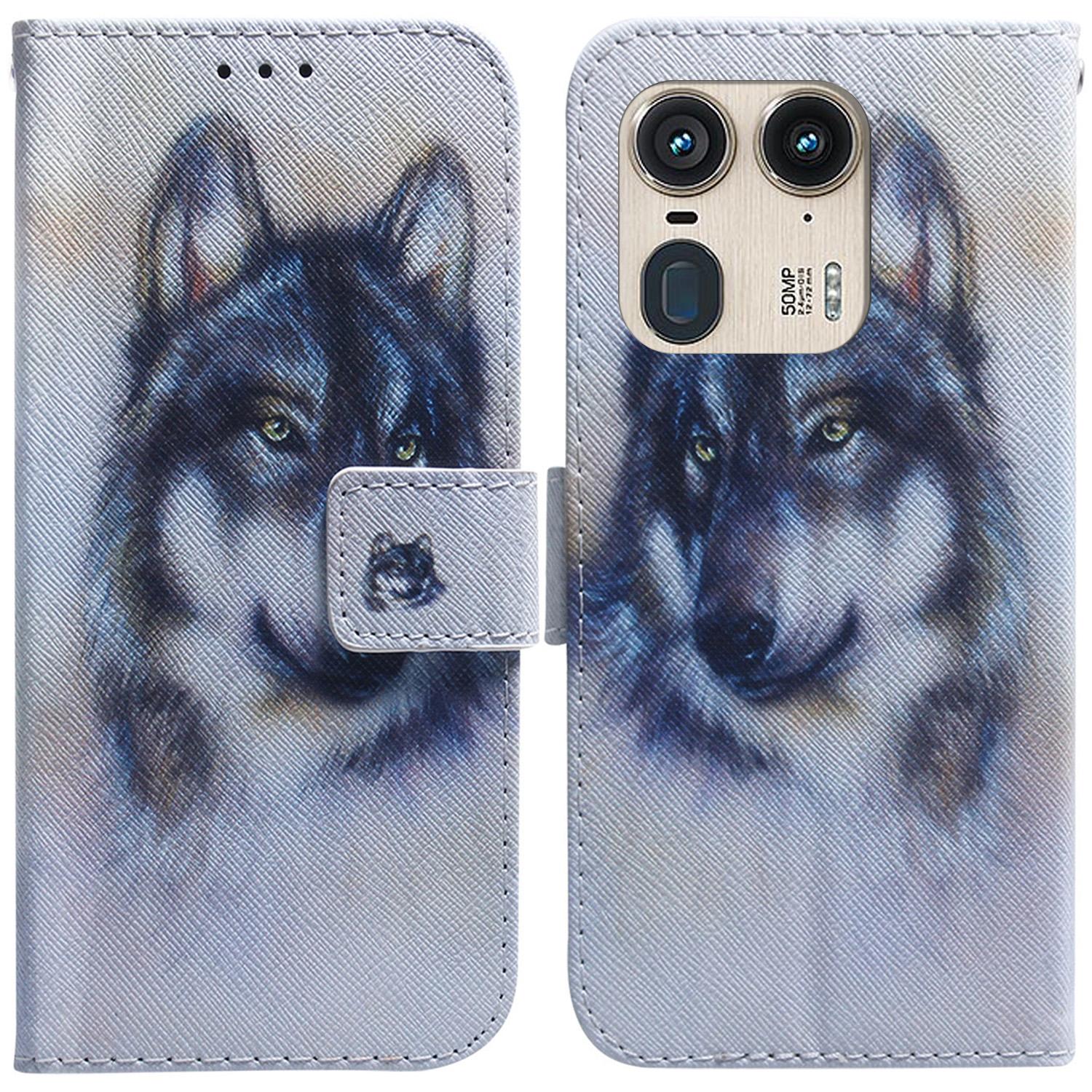 

PU Leather Phone Case for Motorola Moto X50 Ultra 5G/Edge 50 Ultra Wallet Phone Stand Cover with Pattern Printing Wolf