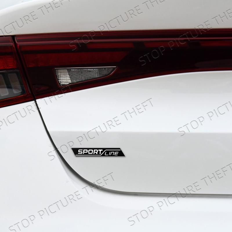 AAABV1 Metal Alloy Sport Line Logo Car Grille Badge Trunk Sticker Decoration Emblem For Skoda Fabia Octavia Citigo Rapid Kodiaq Karoq
