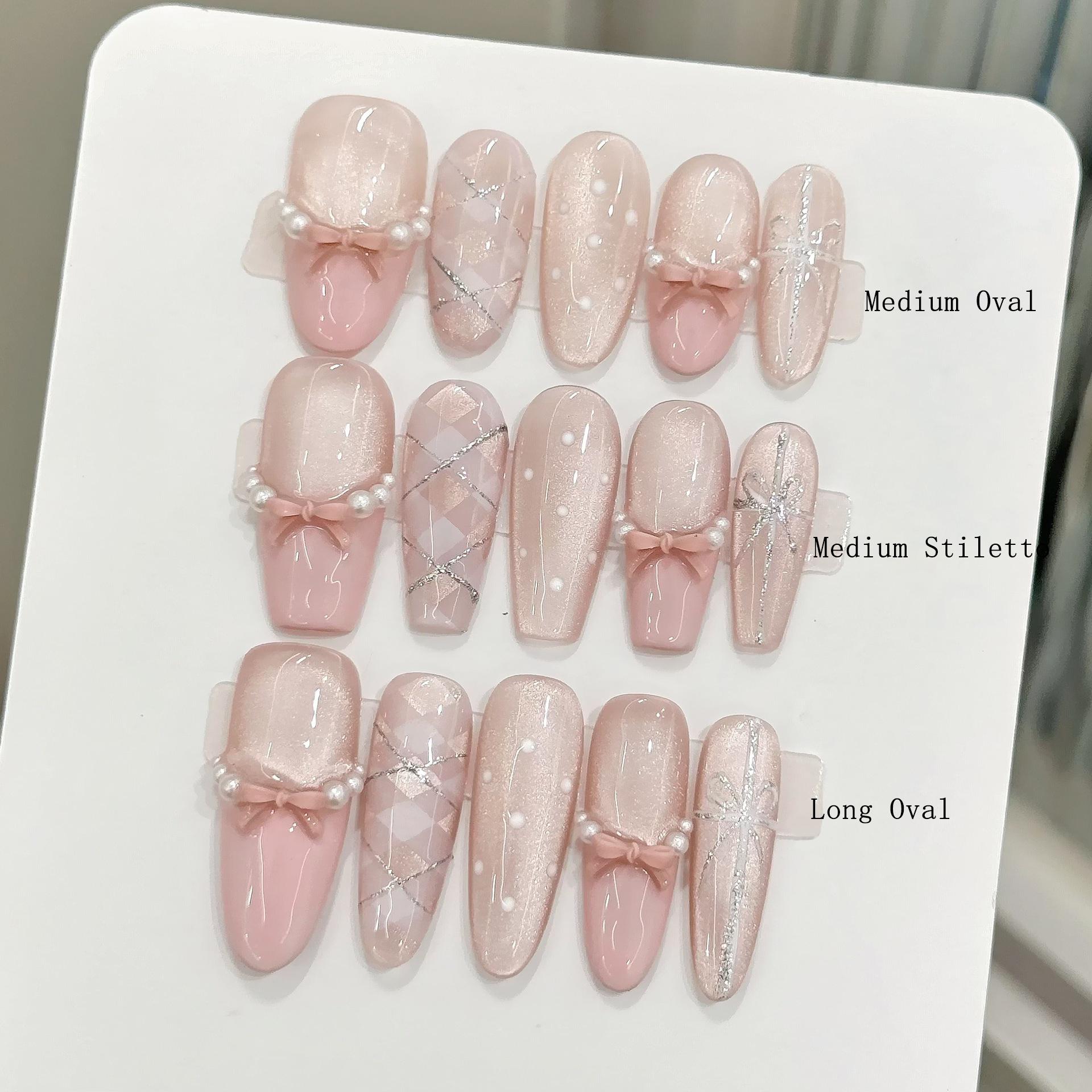 Girl s Heart Matters Butterfly Ballet Cat Eye Plaid Pink Color French False Nails Nail Stickers 10pcs XS