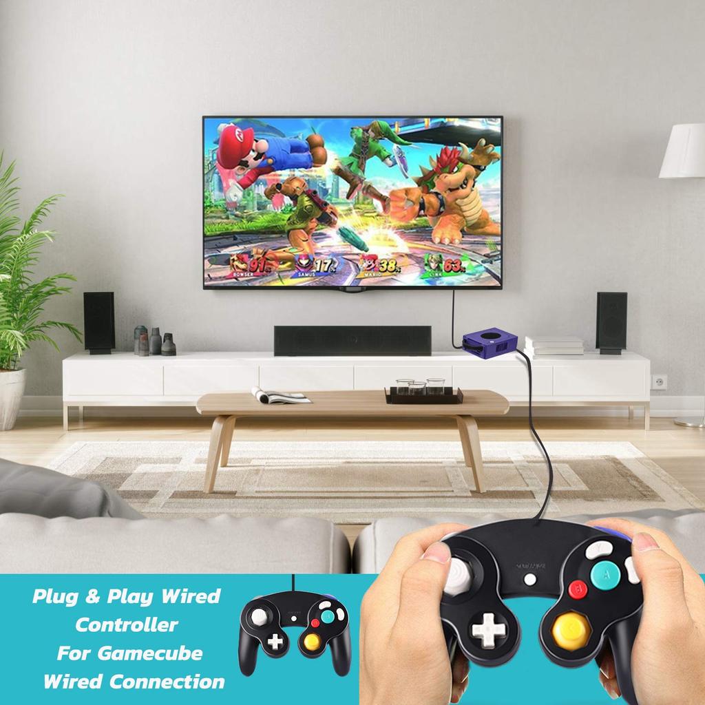 GameCube Controller 2-Pack Classic Wired Controller for GameCube and Wii Consoles, Nintendo Gamepad Joystick Remote