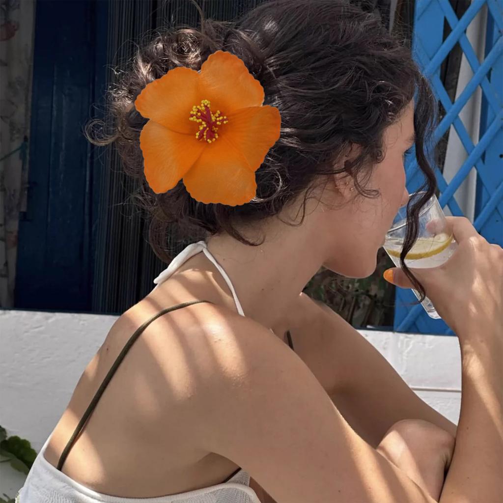 Pack Of 3 Tropical Floral Hair Clips For Women Non Slip Plumeria Hibiscus Design Beach Party Hair Accessories Thick Thin Hair Friendly