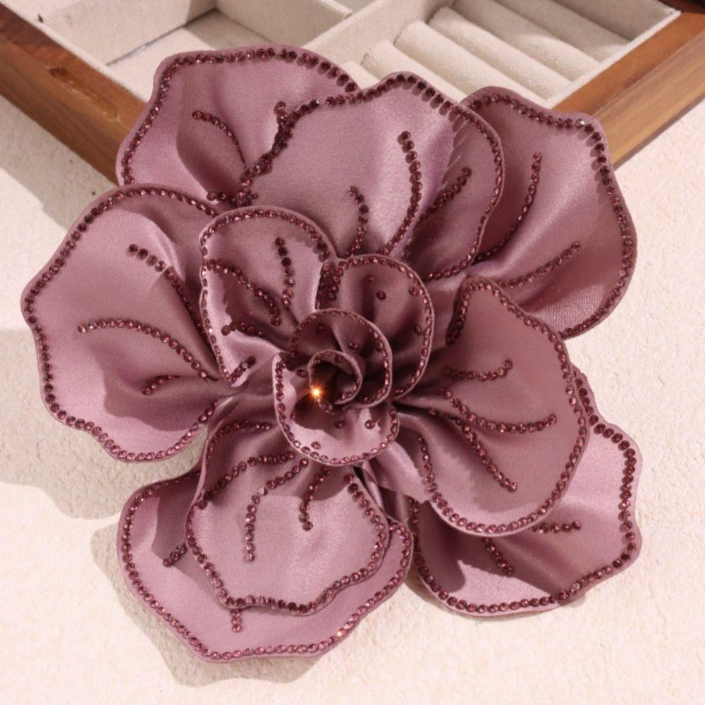 Badge Suit Collar Pin Korean Style Rhinestones Brooch Fashion Large Flower Camellia Brooch  Women