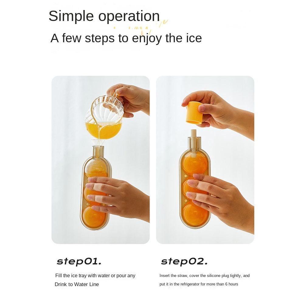 Silicone Ice Fruit Mould with Straw Ice Tray Portable DIY Ice Cube Tray Home