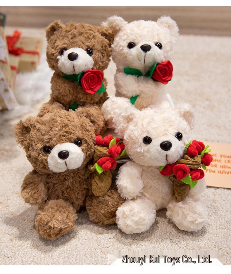 Holiday Gift Plush Teddy Bear with Valentine’s Day Rose Bouquet - Christmas & Graduation Celebration