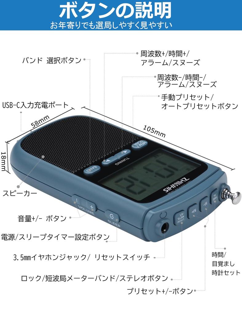 ZHIWHIS Compact Radio with FM Large 900mAh Digital Alarm and Key and DSP Stereo Receiver for Disaster and New Release FM/AM/SW/Wide Support, Screen,